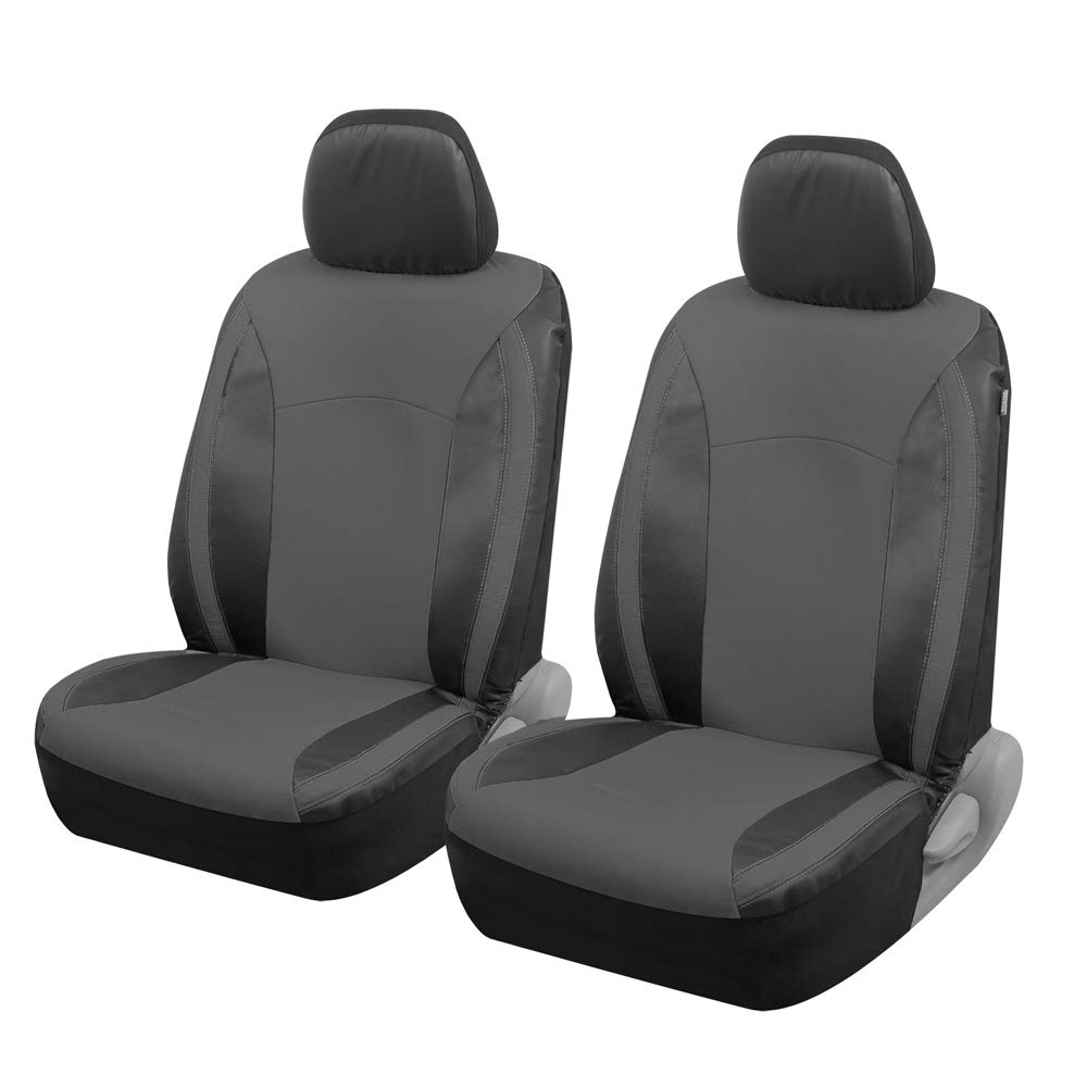 motor-trend-beige-faux-leather-front-seat-covers-4-piece-set-with-headrest-cover image 8