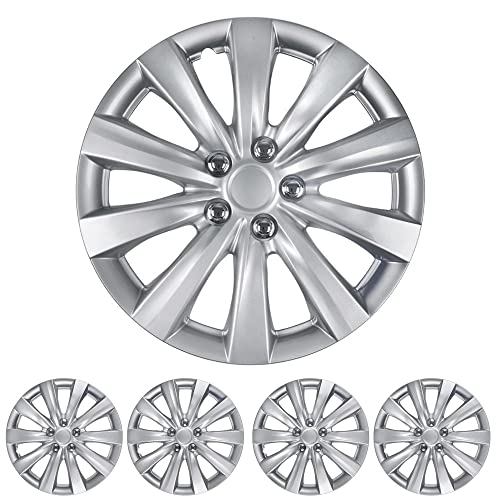 bdk-16-inch-hubcaps-set-of-4-silver-10-spoke-snap-on-wheel-covers-for-steel-whee image 8