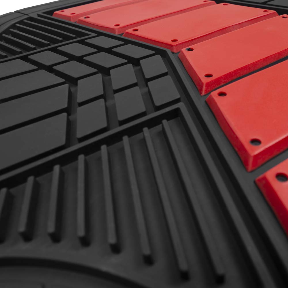 bdk-autosport-sporty-red-full-car-seat-cover-rubber-floor-mat-set-front-rear-2-t image 5