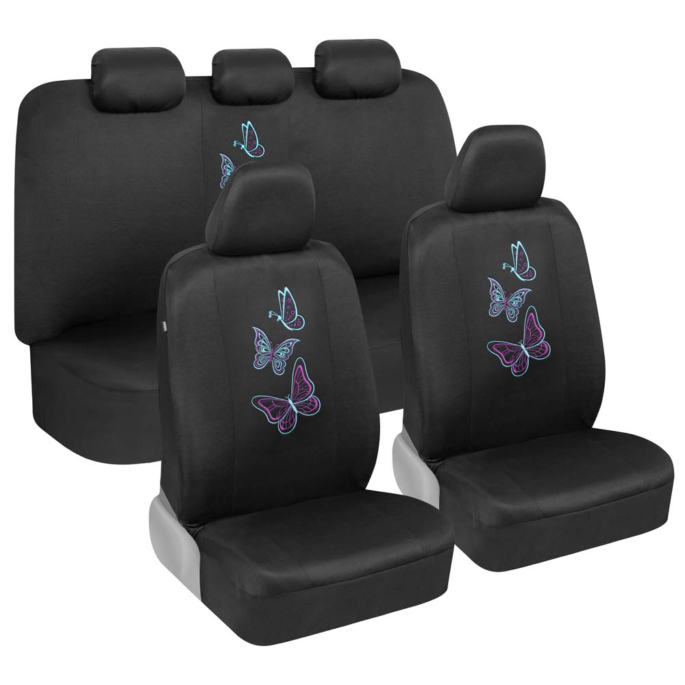 bdk-blue-butterflies-car-seat-covers-full-set-with-steering-wheel-cover-seat-bel image 1