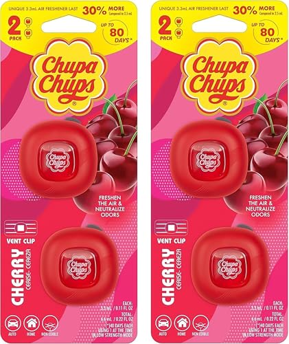 bdk-chupa-chups-candy-cherry-car-air-freshener-2-pack-4-clips-total-long-lasting image 7