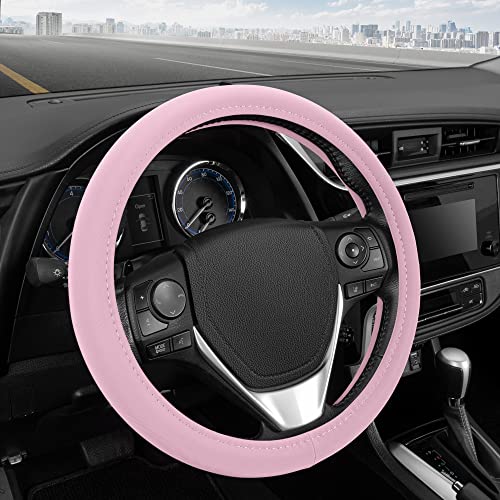 bdk-ultra-soft-pink-faux-leather-steering-wheel-cover-fits-15-wheels image 8