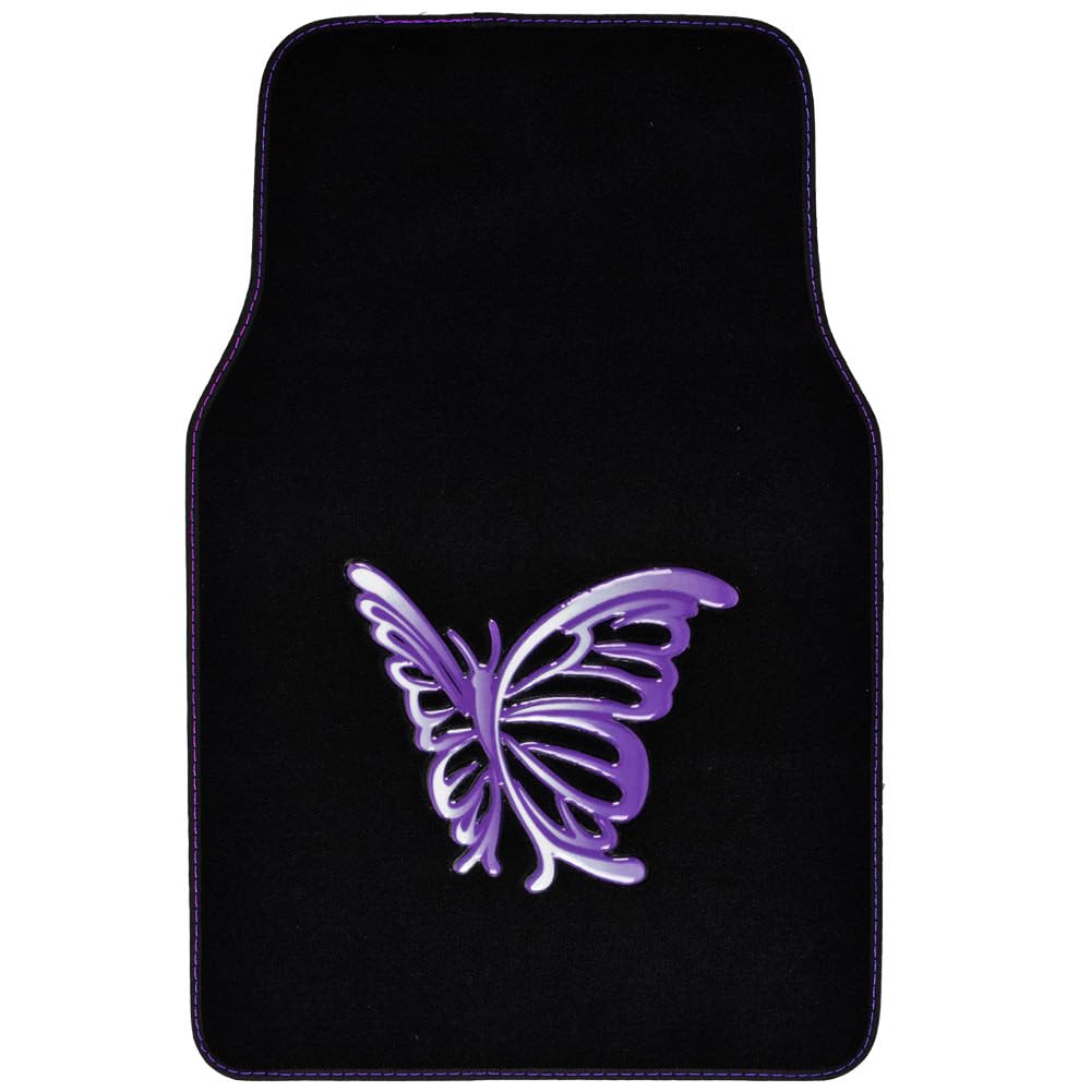 bdk-purple-white-butterfly-design-carpet-car-floor-mats-4-piece-front-rear-full- image 4