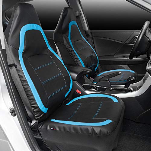 motor-trend-blue-faux-leather-front-seat-covers-high-back-integrated-fixed-headr image 8