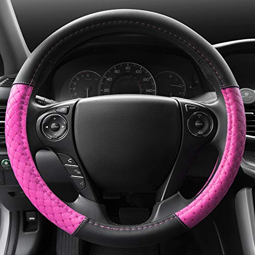 bdk-carxs-diamond-quilt-steering-wheel-cover-with-sequin-pink-anti-slip-fits-14- image 8