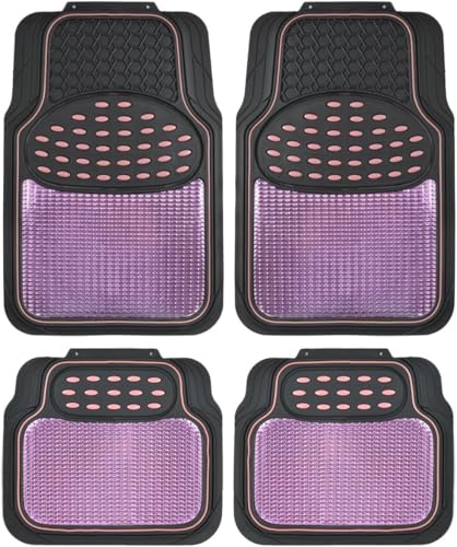 bdk-2-tone-black-pink-floor-mats-for-cars-semi-trimmable-heavy-duty-rubber-mats- image 8
