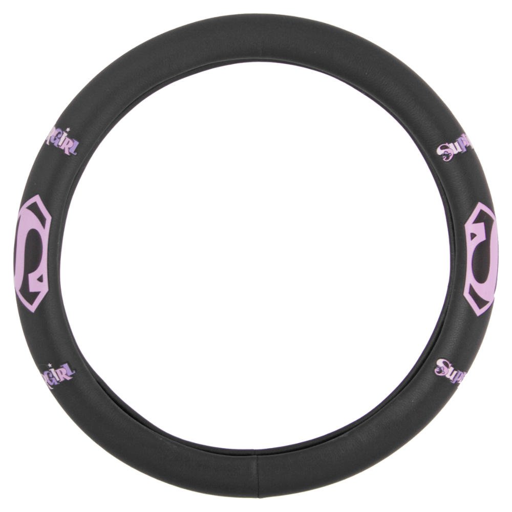 bdk-supergirl-classic-logo-superwoman-steering-wheel-cover-black-with-purple-pin image 4
