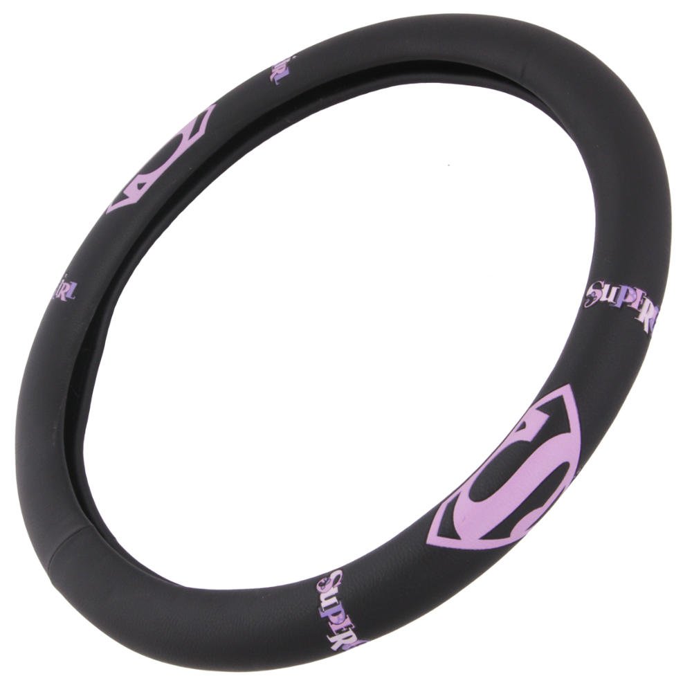 bdk-supergirl-classic-logo-superwoman-steering-wheel-cover-black-with-purple-pin image 2