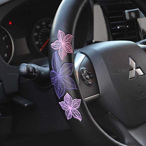 pretty-rugs-gift-pack-purple-flowers-design-black-carpet-floor-mats-with-steerin image 8