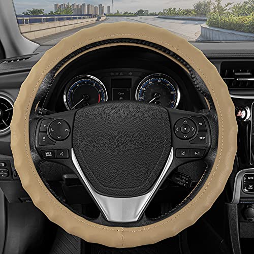 bdk-genuine-beige-leather-steering-wheel-cover-for-large-wheels-15-5-16-5-ergono image 6