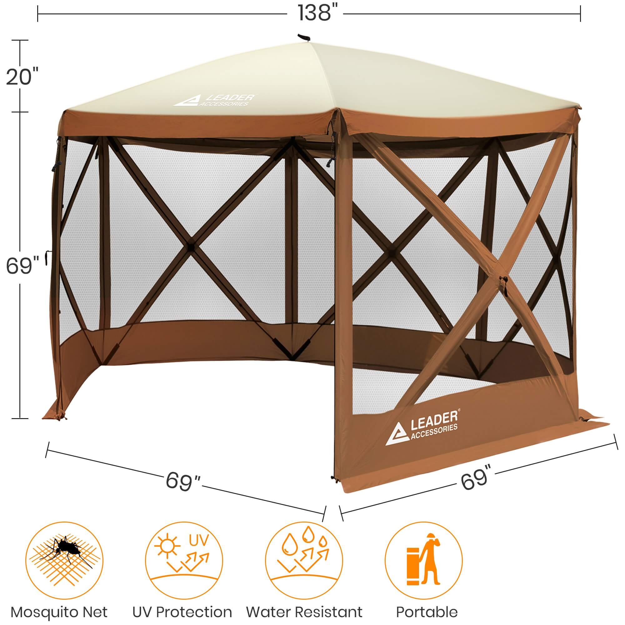 leader-accessories-6-sided-pop-up-camping-gazebo-11-5-x11-5-instant-canopy-shelt image 2
