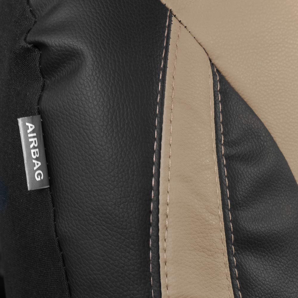 motor-trend-beige-faux-leather-front-seat-covers-4-piece-set-with-headrest-cover image 4