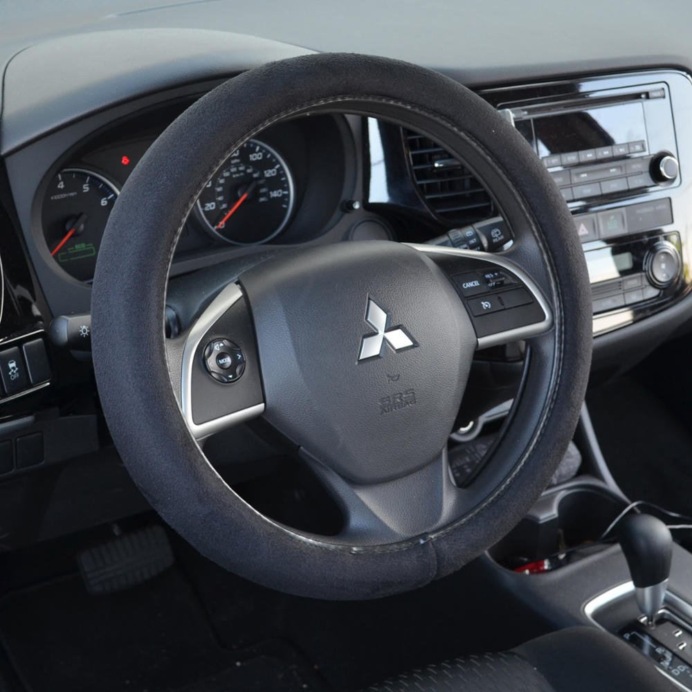 bdk-ergonomic-leather-grip-steering-wheel-cover-with-plush-memory-foam-black-fit image 3