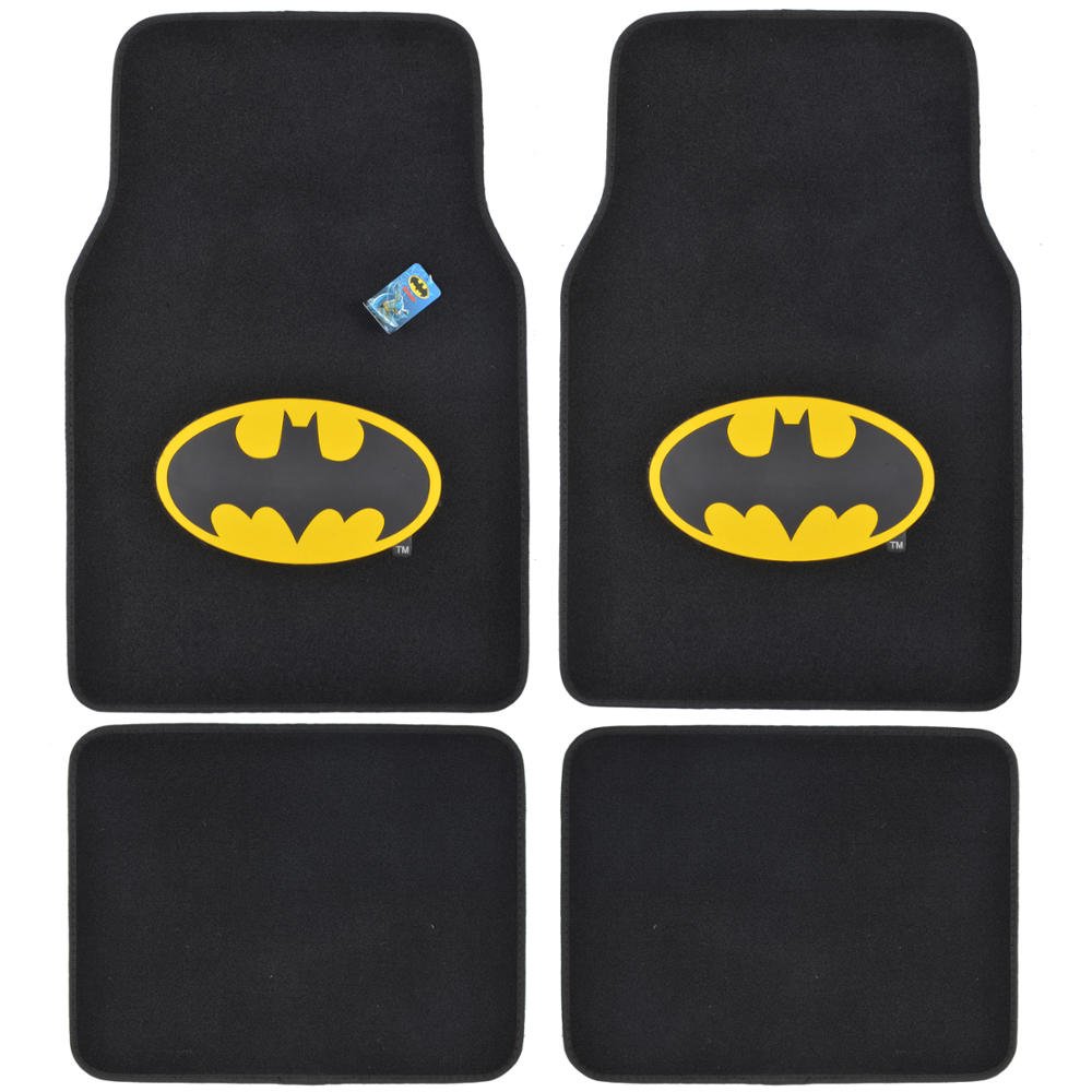 bdk-warner-bros-dc-comics-batman-black-yellow-logo-4pc-universal-fit-car-floor-m image 1