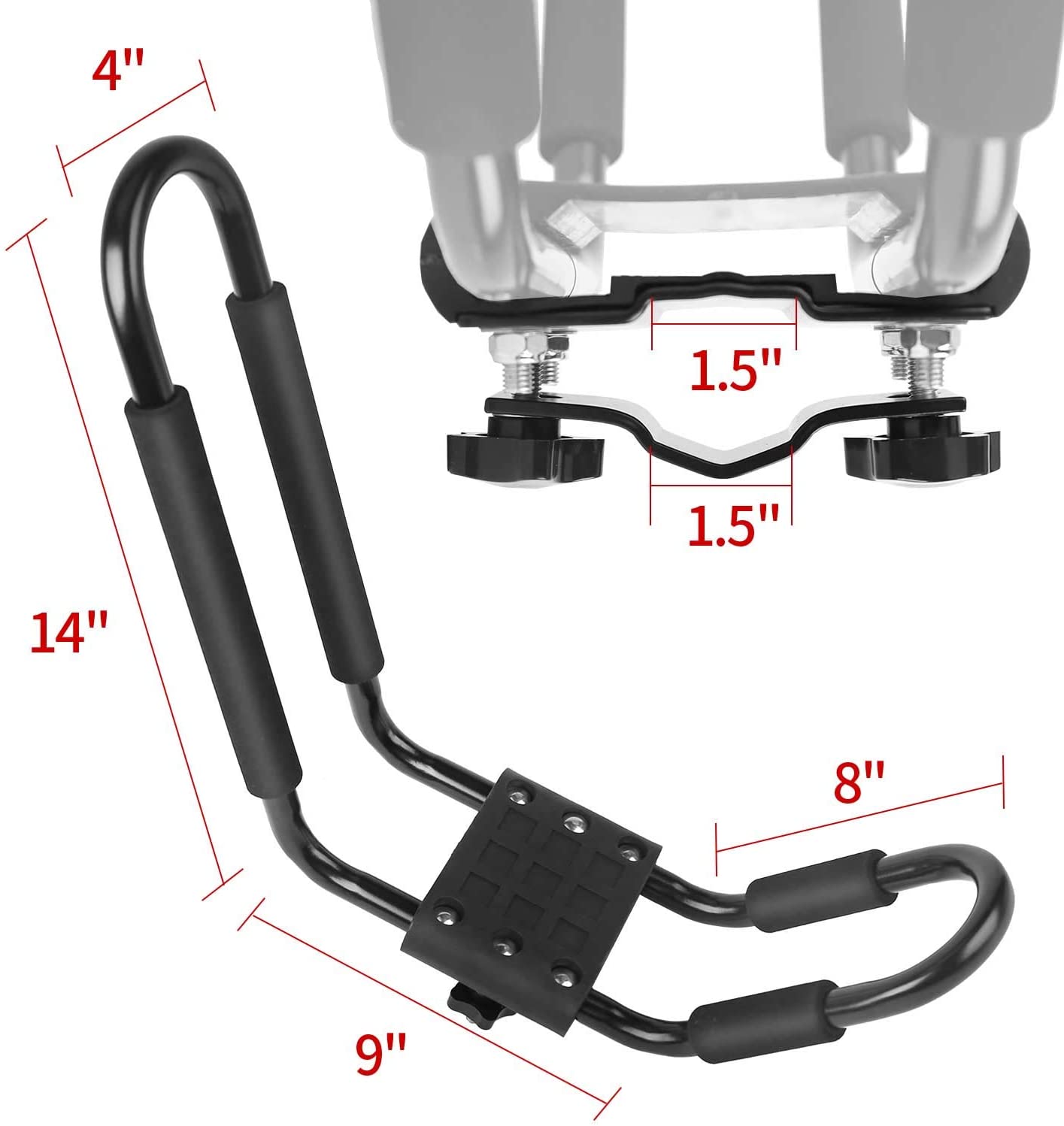 leader-accessories-2-pair-j-bar-kayak-rack-for-roof-top-mount-with-4-tie-down-st image 5
