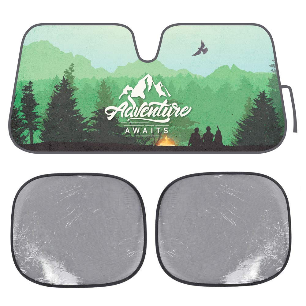 bdk-accordion-folding-windshield-sunshade-with-static-cling-side-window-shade image 1