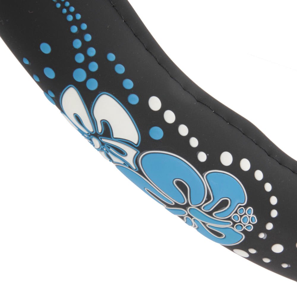 bdk-blue-hawaiian-steering-wheel-cover-comfortable-rubber-grip-universal-fit image 4