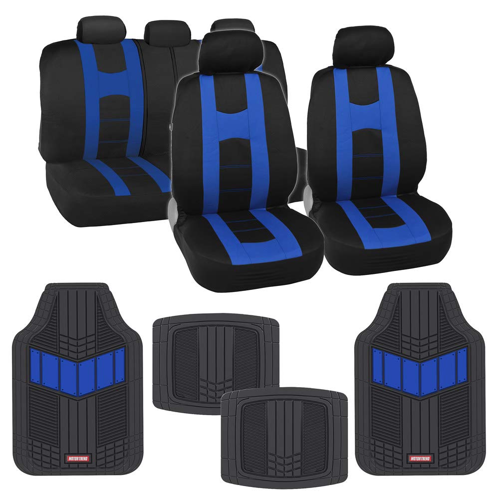 bdk-autosport-sporty-red-full-car-seat-cover-rubber-floor-mat-set-front-rear-2-t image 8