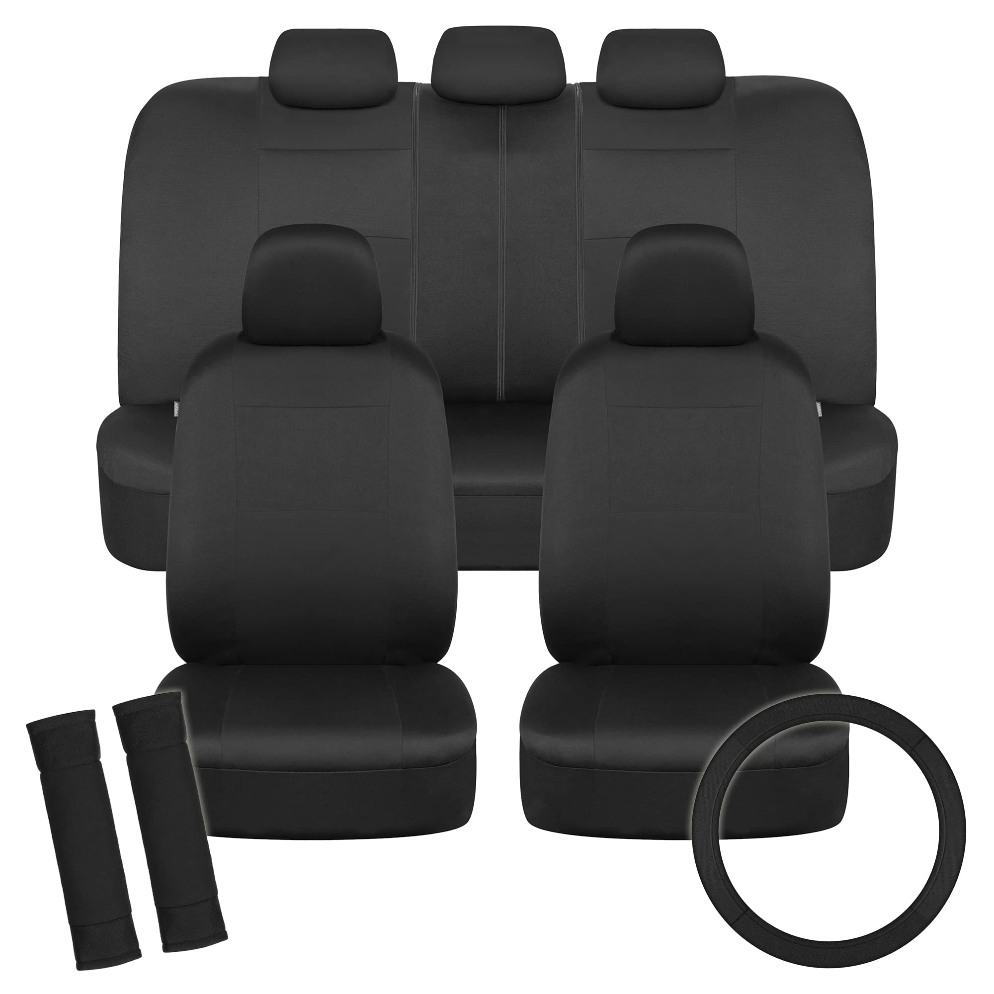 bdk-polypro-car-seat-covers-full-set-in-solid-black-front-and-rear-split-bench-i image 1