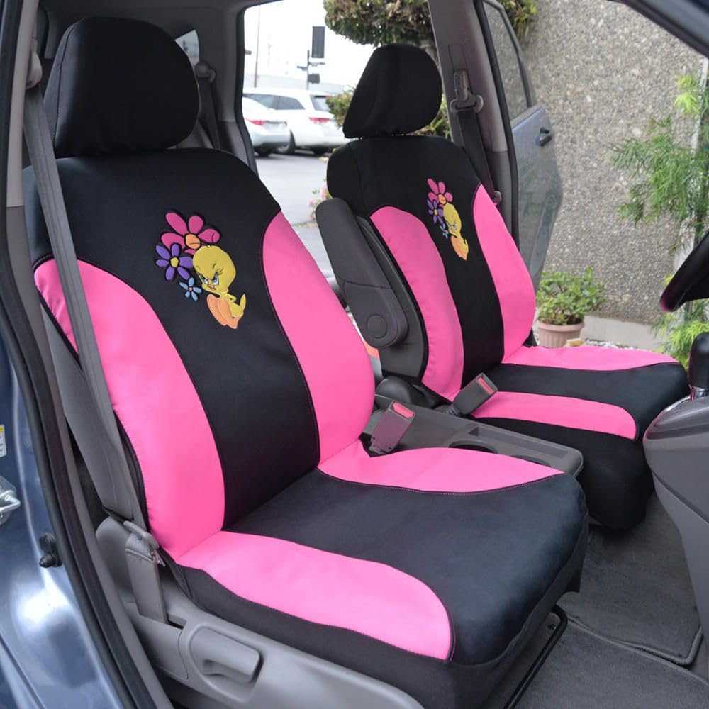 bdk-tweety-bird-waterproof-front-seat-covers-2-piece-set-wbsc-1111-black-univers image 2