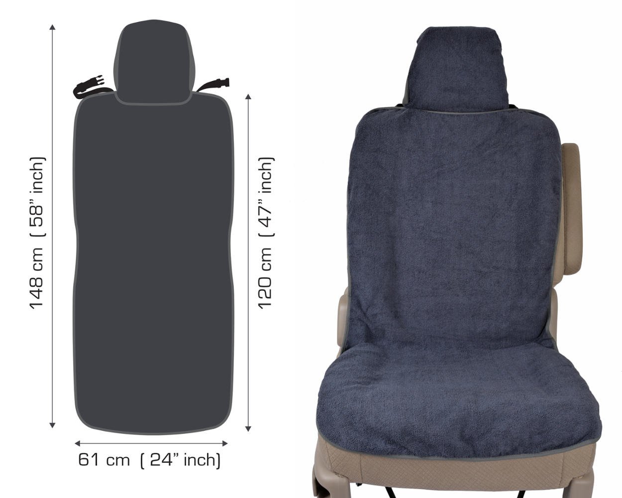 bdk-ultrafit-waterproof-car-seat-towel-covers-2-pack-gray-trim image 7