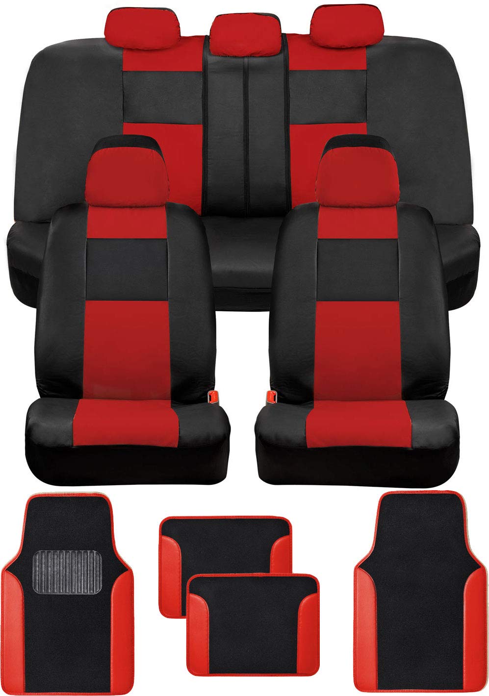 bdk-charcoal-faux-leather-car-seat-covers-full-set-with-carpet-floor-mats image 8