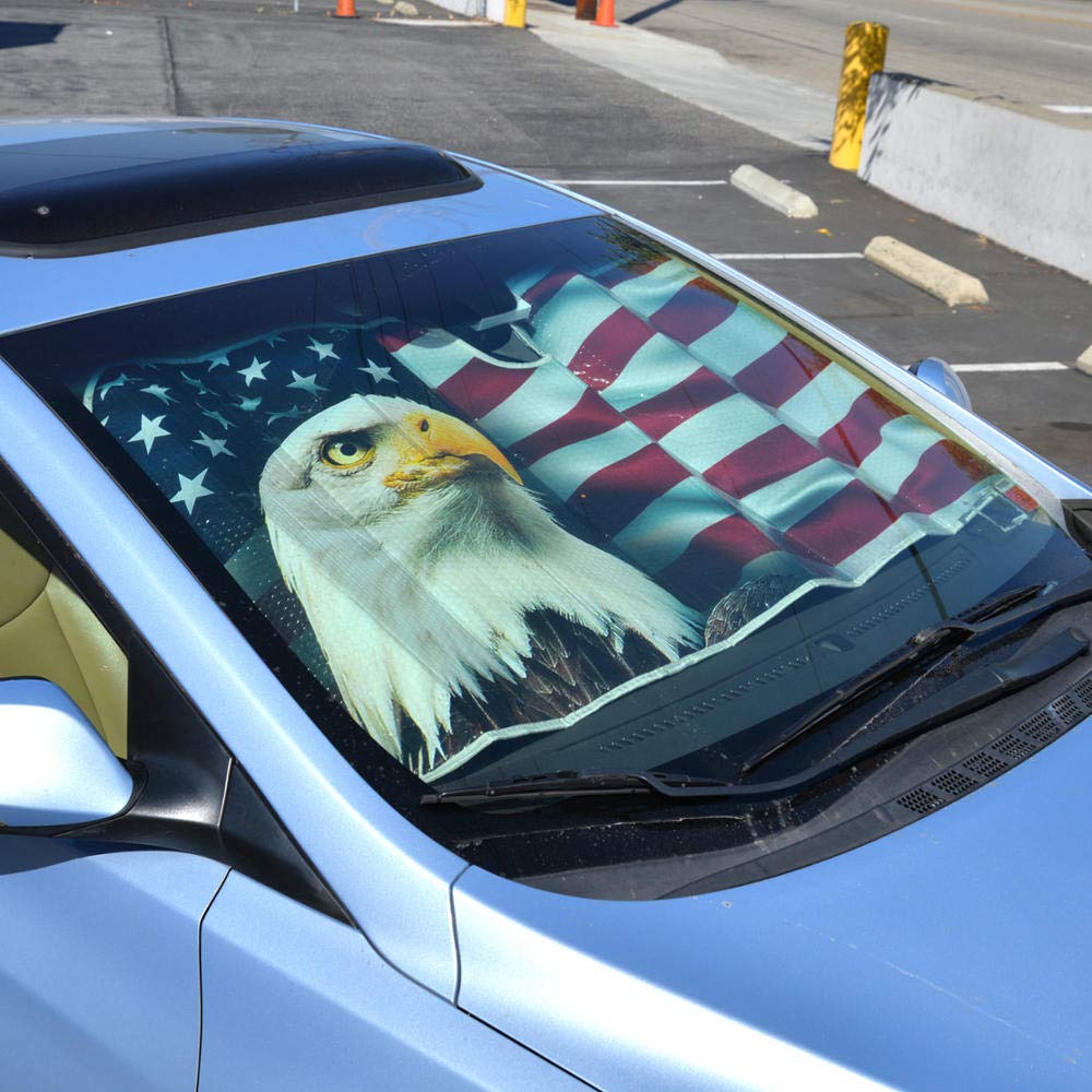 bdk-usa-patriotic-american-flag-sun-visor-for-car-windshield-58x28-inches-accord image 2