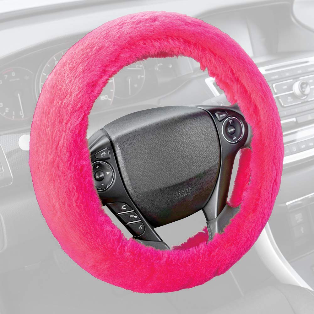 bdk-carpet-pro-hot-pink-two-tone-floor-mats-with-faux-sheepskin-steering-wheel-c image 3