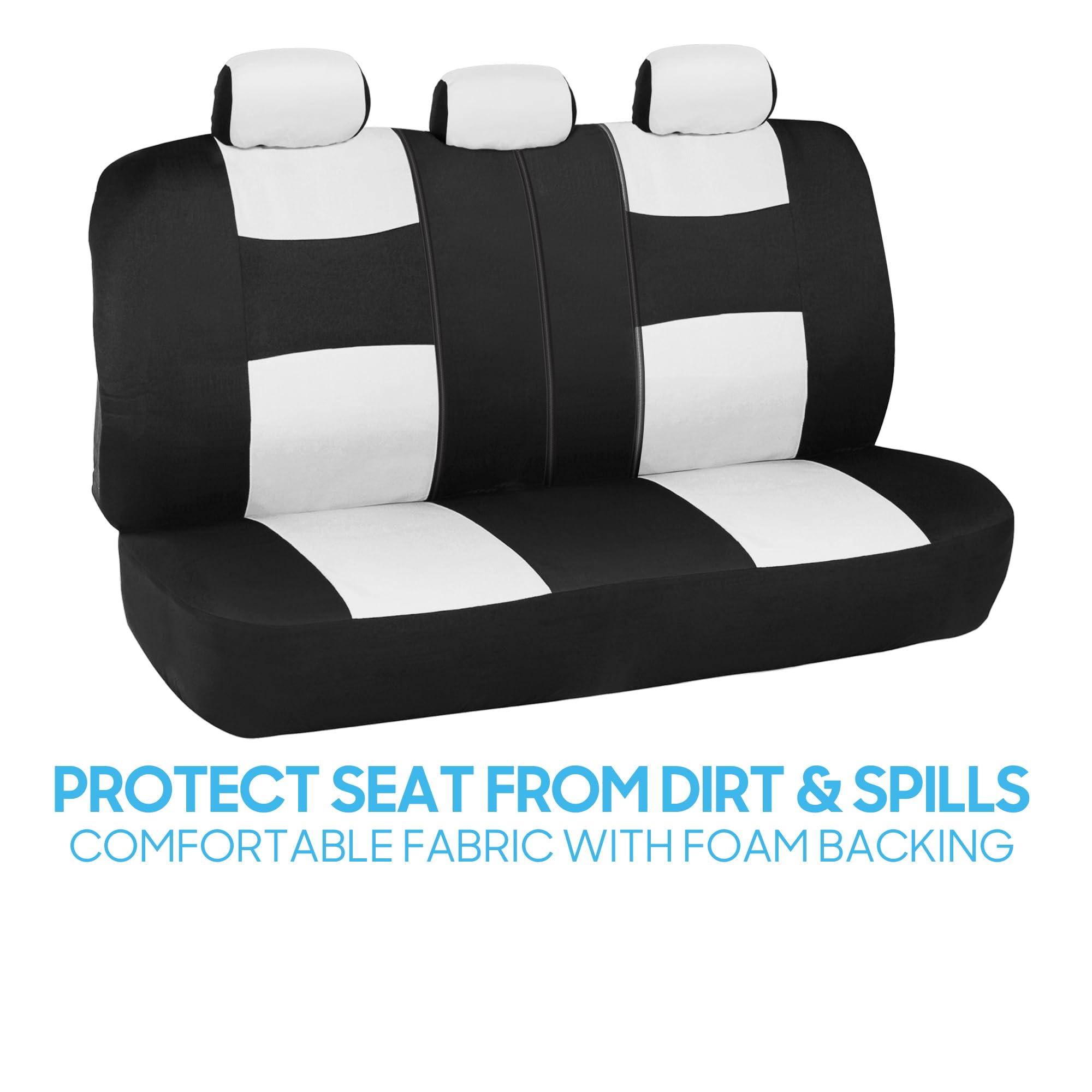 bdk-polypro-car-seat-covers-full-set-white-black-universal-fit-with-airbag-compa image 7