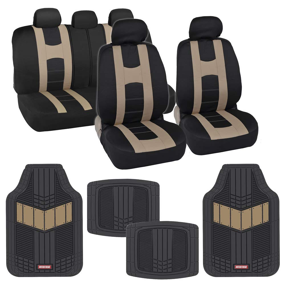 bdk-autosport-sporty-red-full-car-seat-cover-rubber-floor-mat-set-front-rear-2-t image 7