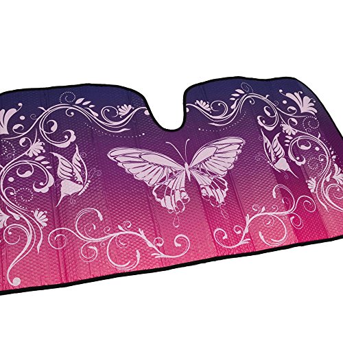 bdk-pink-butterfly-accordion-folding-car-windshield-sun-shade-with-2-side-window image 7