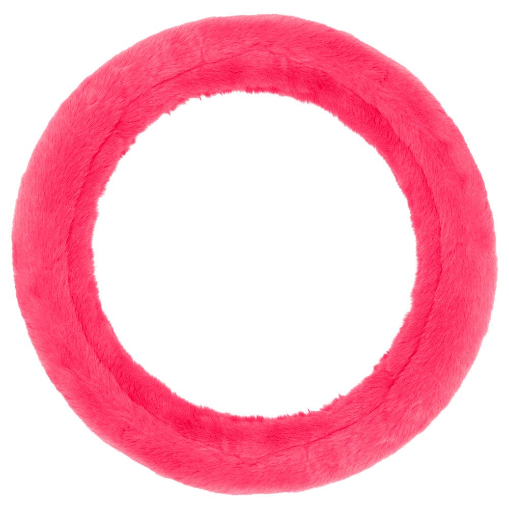 carbella-faux-fur-steering-wheel-cover-for-women-hot-pink-fluffy-fleece-fits-14- image 1