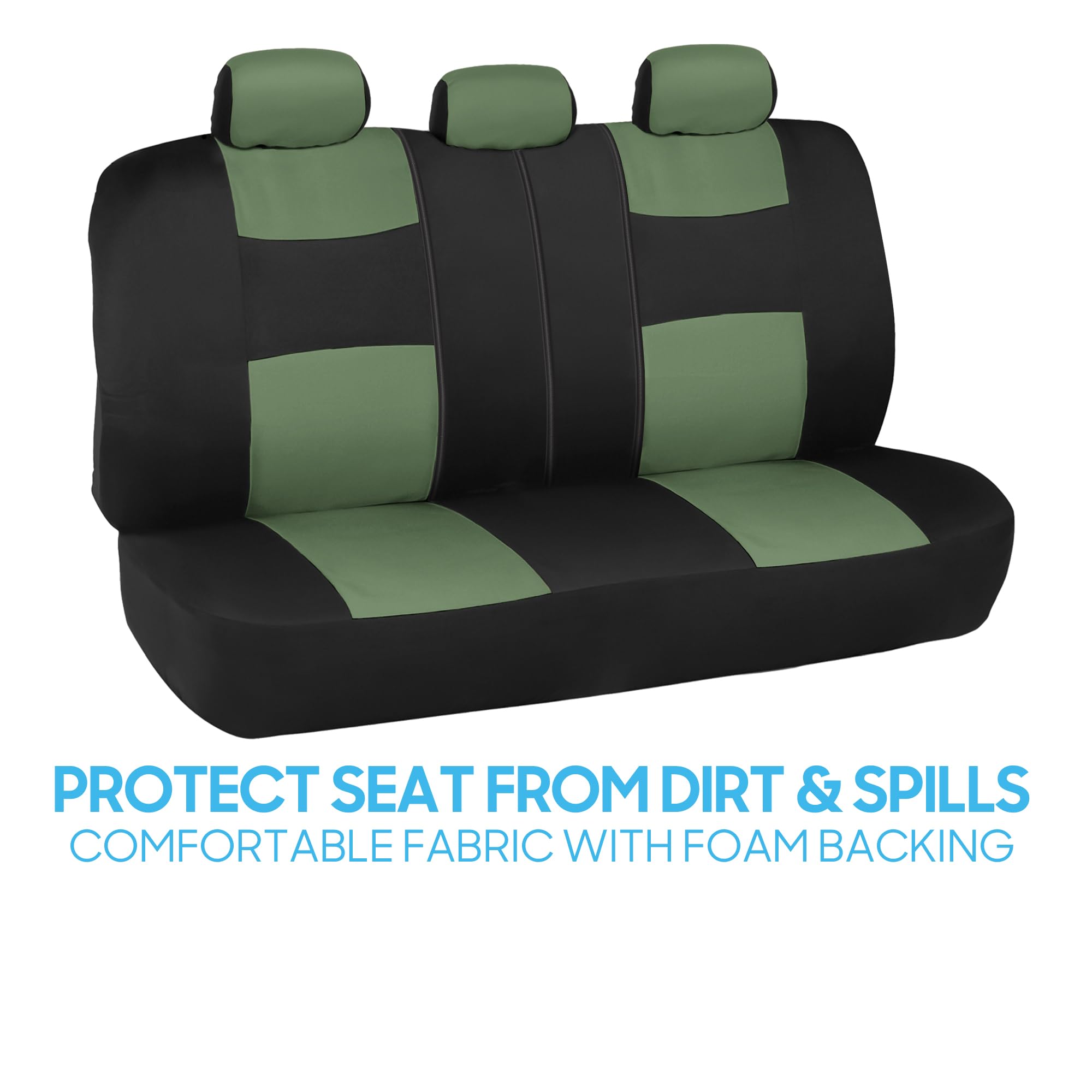 bdk-polypro-full-set-car-seat-covers-front-rear-black-green image 7