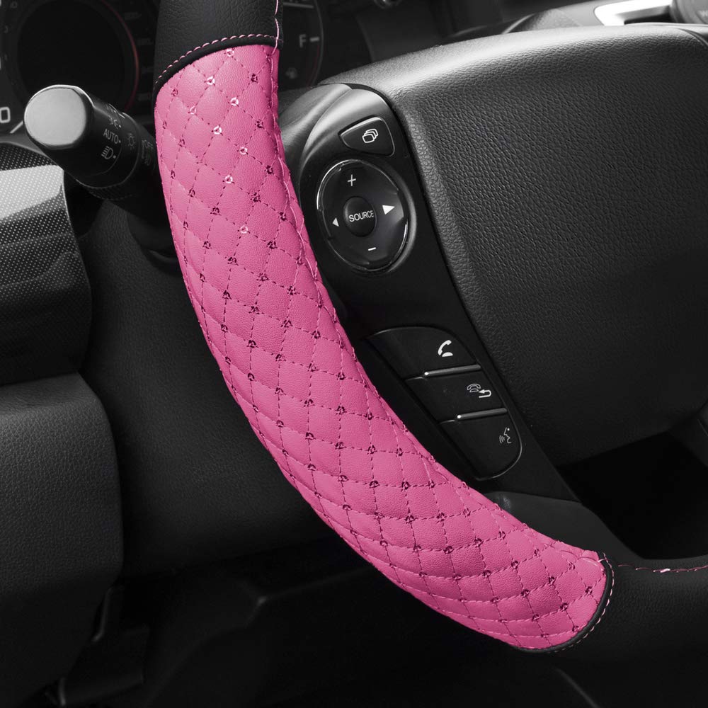 bdk-carxs-diamond-quilt-steering-wheel-cover-with-sequin-pink-anti-slip-fits-14- image 4