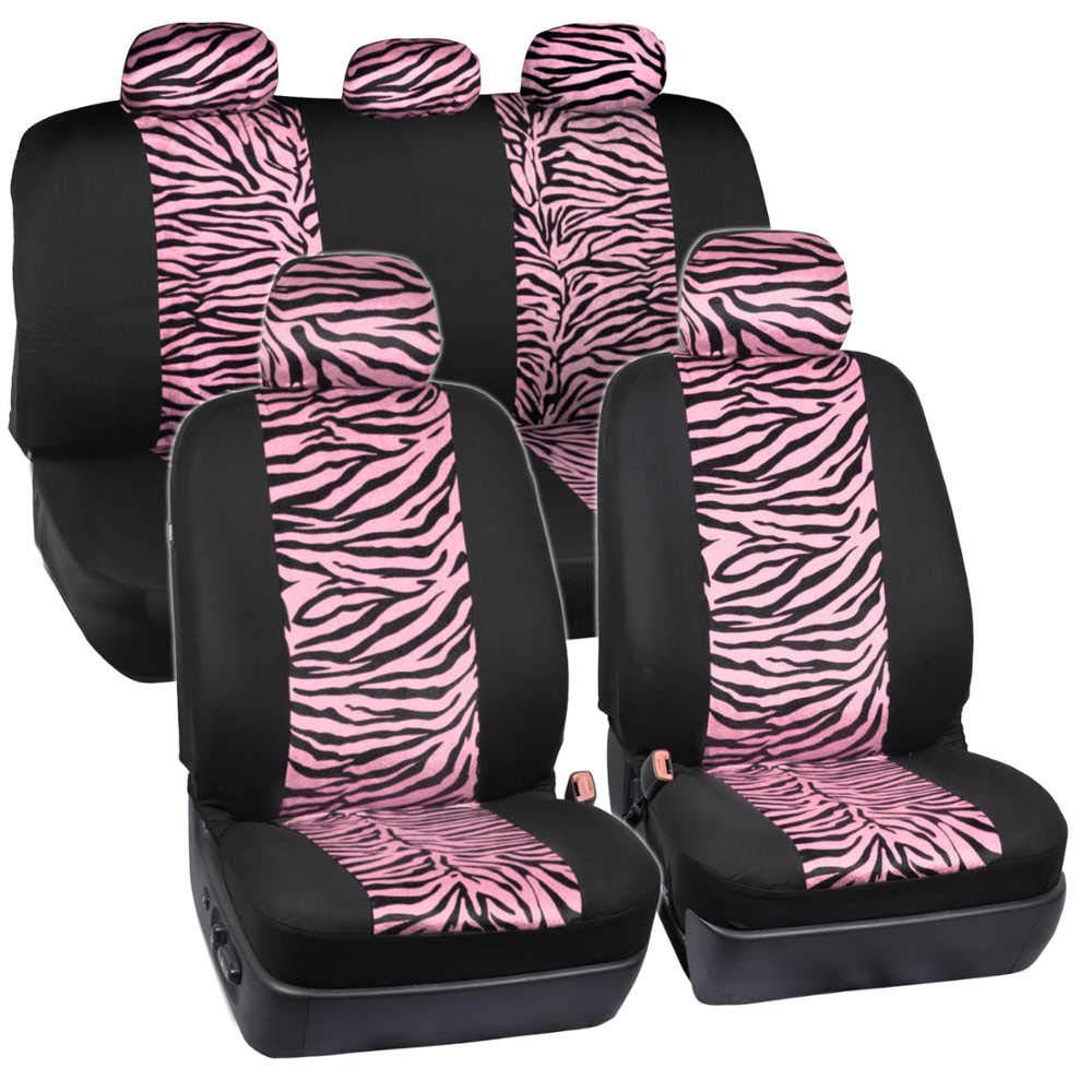 carxs-zebra-print-car-seat-covers-full-set-with-seat-belt-pads-and-steering-whee image 1