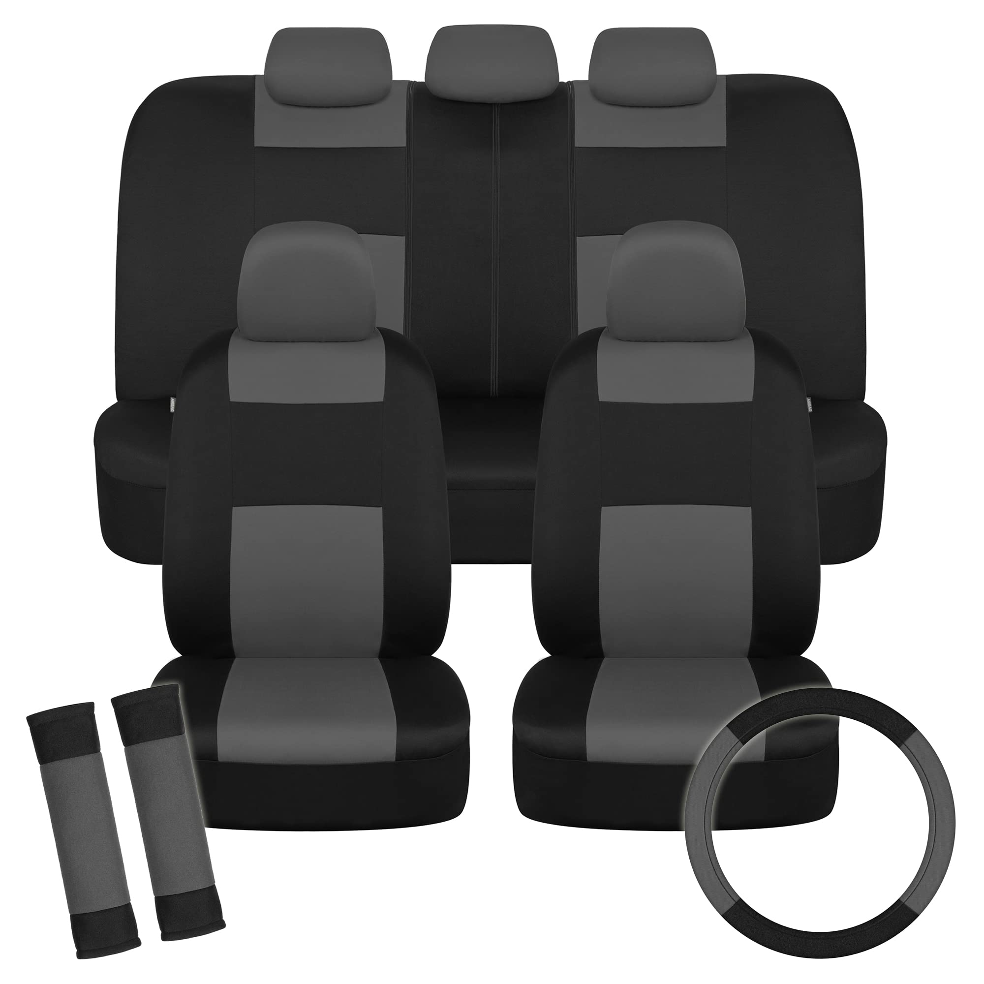 bdk-polypro-full-set-car-seat-covers-in-charcoal-on-black-with-steering-wheel-co image 1