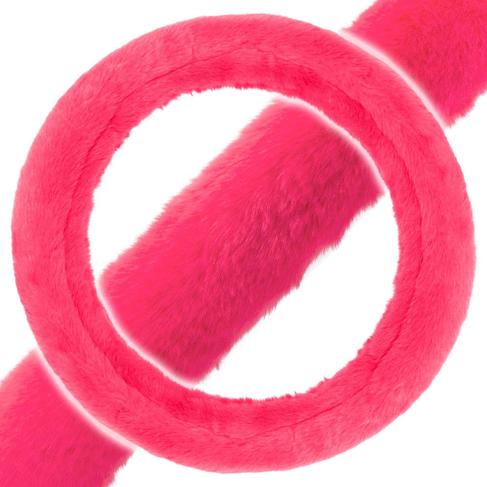 bdk-carpet-pro-hot-pink-two-tone-floor-mats-with-faux-sheepskin-steering-wheel-c image 2