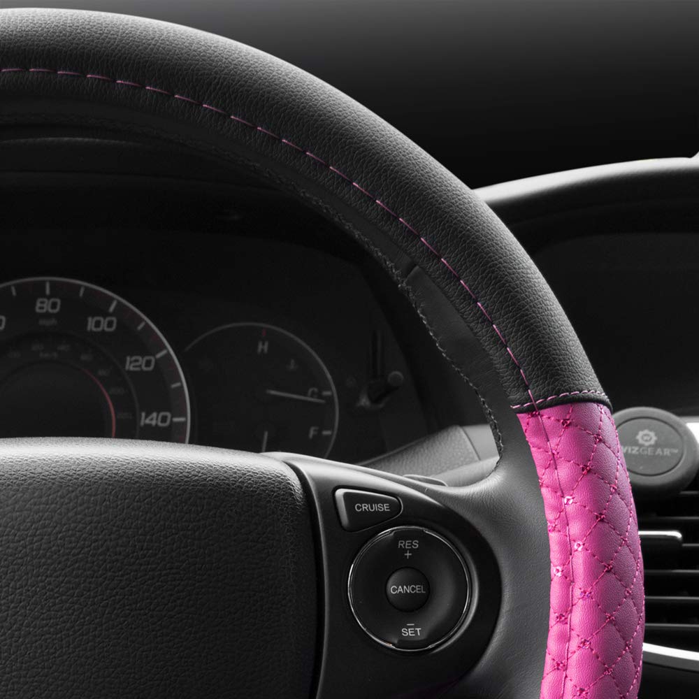 bdk-carxs-diamond-quilt-steering-wheel-cover-with-sequin-pink-anti-slip-fits-14- image 5