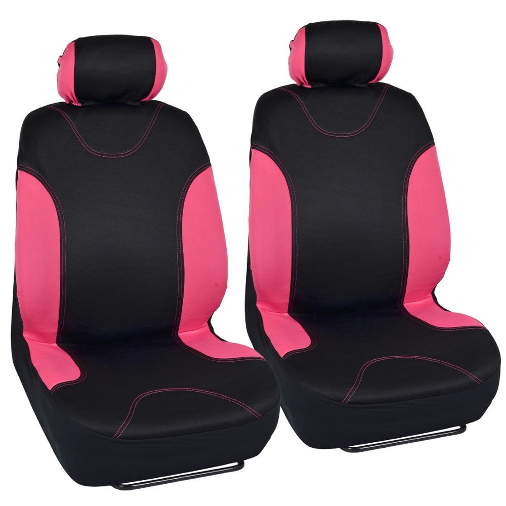 bdk-polypro-2-tone-pink-full-set-car-seat-covers-with-matching-floor-mats-front- image 2