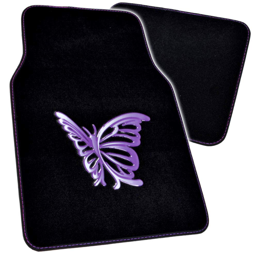 bdk-purple-white-butterfly-design-carpet-car-floor-mats-4-piece-front-rear-full- image 2