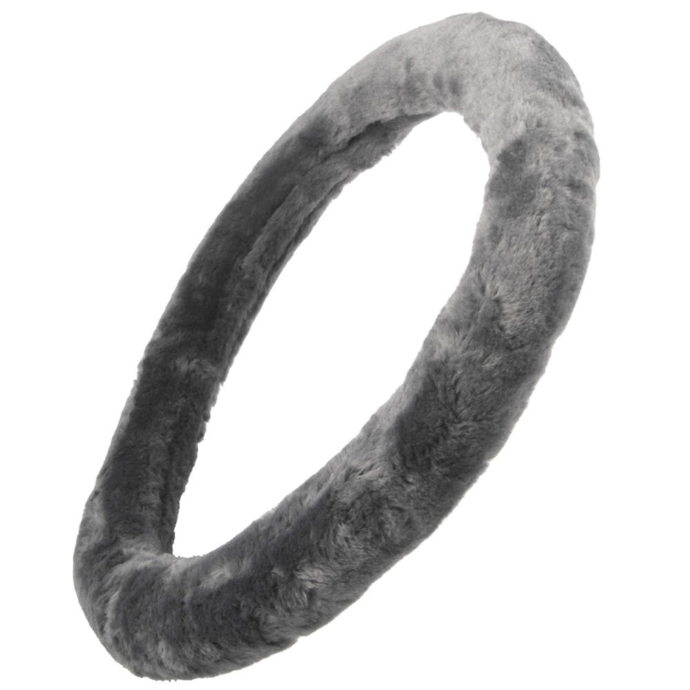 bdk-sheepskin-faux-wool-fleece-steering-wheel-cover-warm-cozy-universal-fit-14-5 image 3