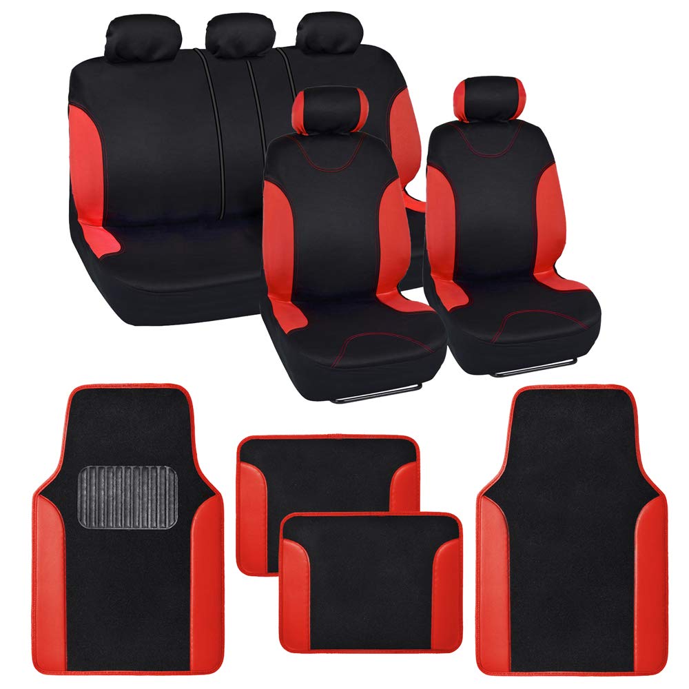 bdk-polypro-2-tone-pink-full-set-car-seat-covers-with-matching-floor-mats-front- image 7