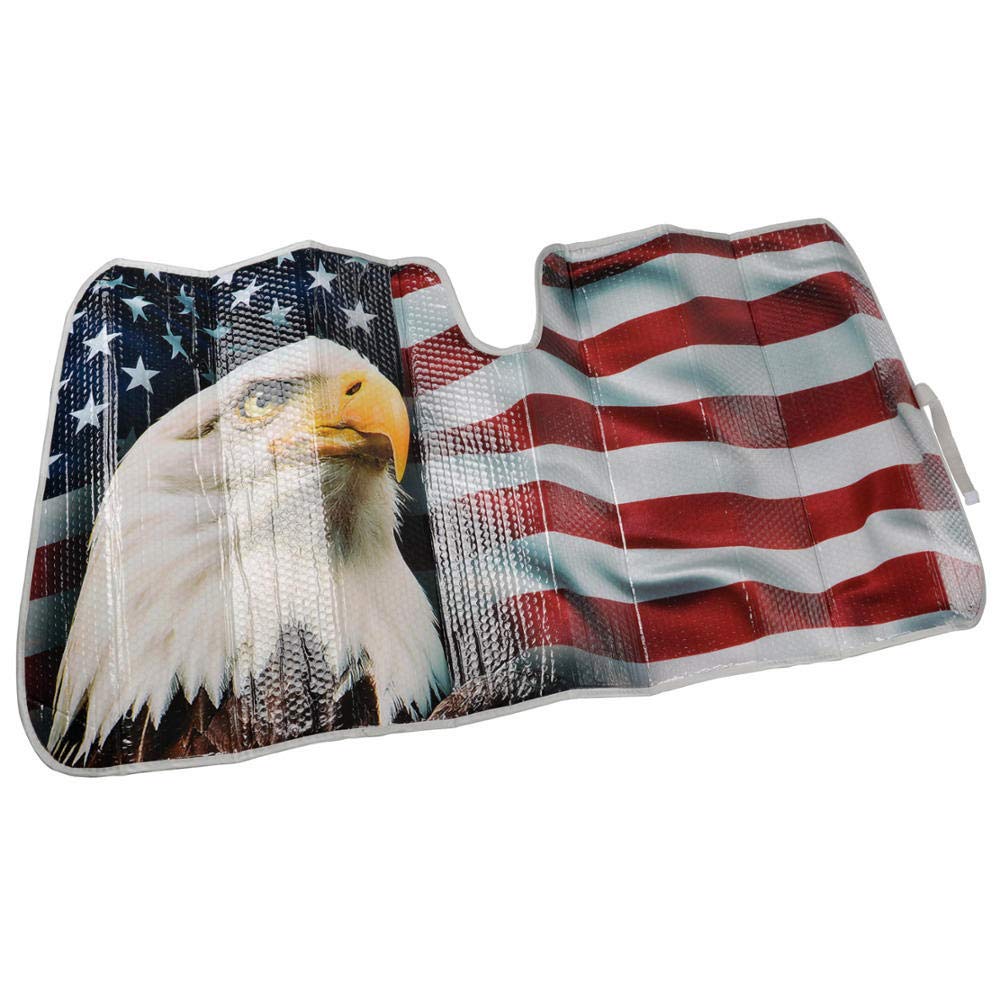 bdk-usa-patriotic-american-flag-sun-visor-for-car-windshield-58x28-inches-accord image 4