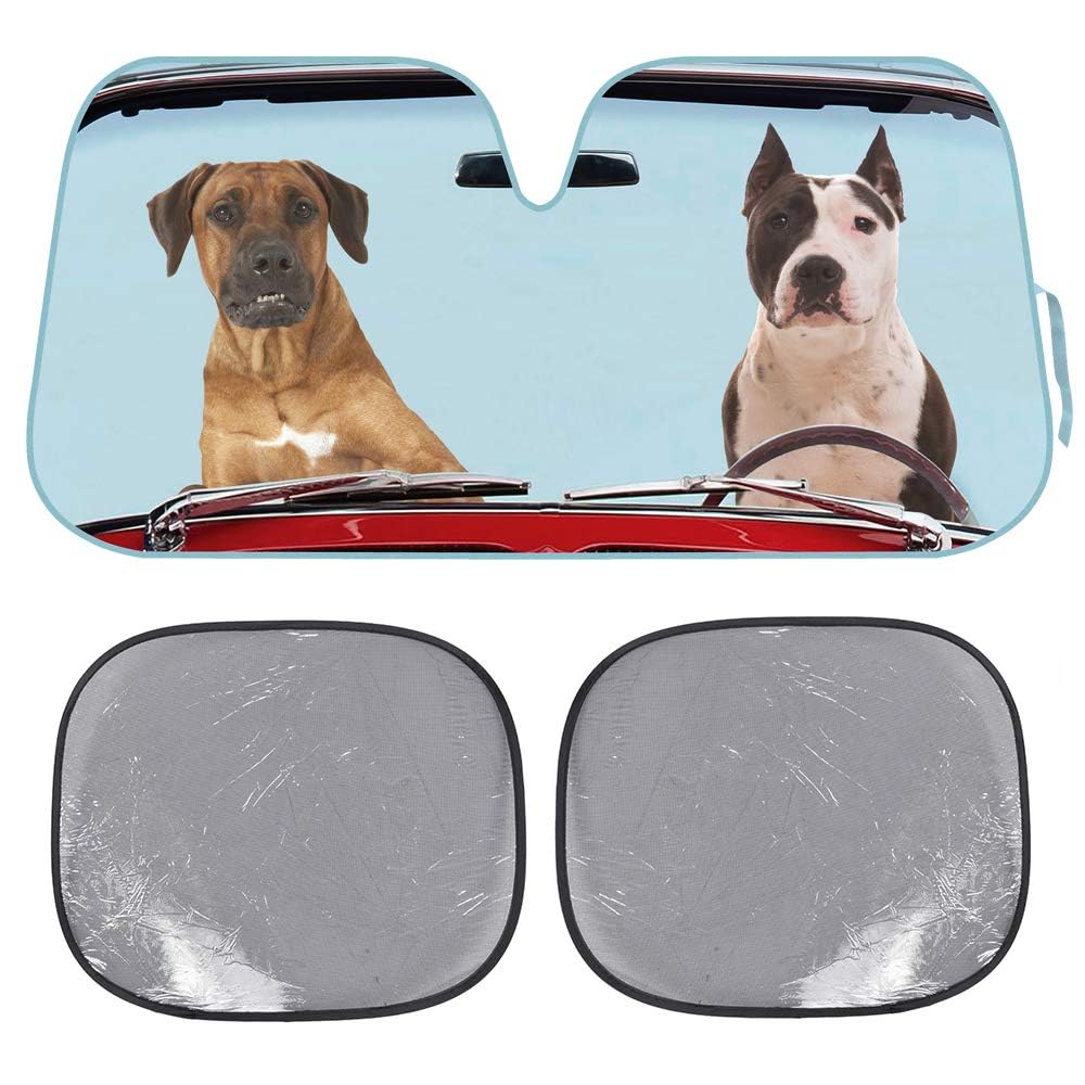 bdk-pet-pals-windshield-sun-shade-with-side-sunshades-double-bubble-accordion-fo image 1