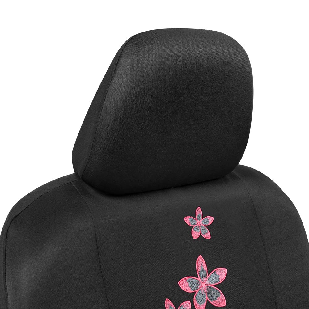bdk-pink-floral-flower-print-car-seat-covers-full-set-with-steering-wheel-cover- image 3