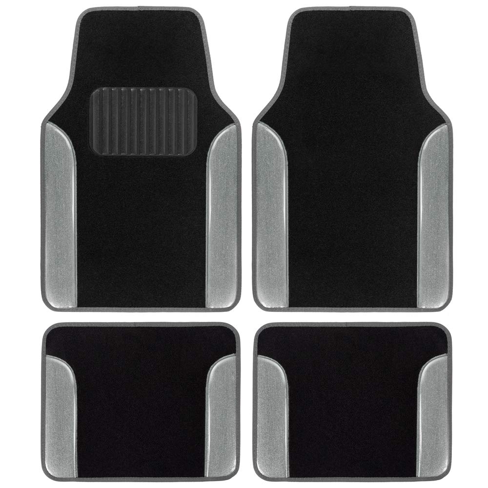 bdk-silver-glitter-carpet-car-floor-mats-two-tone-faux-leather-with-anti-slip-an image 1