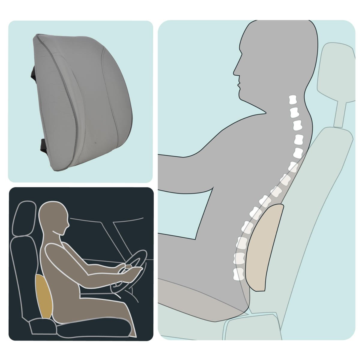 bdk-bs-300-gr-ergonomic-lumbar-support-cushion-durable-foam-3d-balanced-firmness image 7