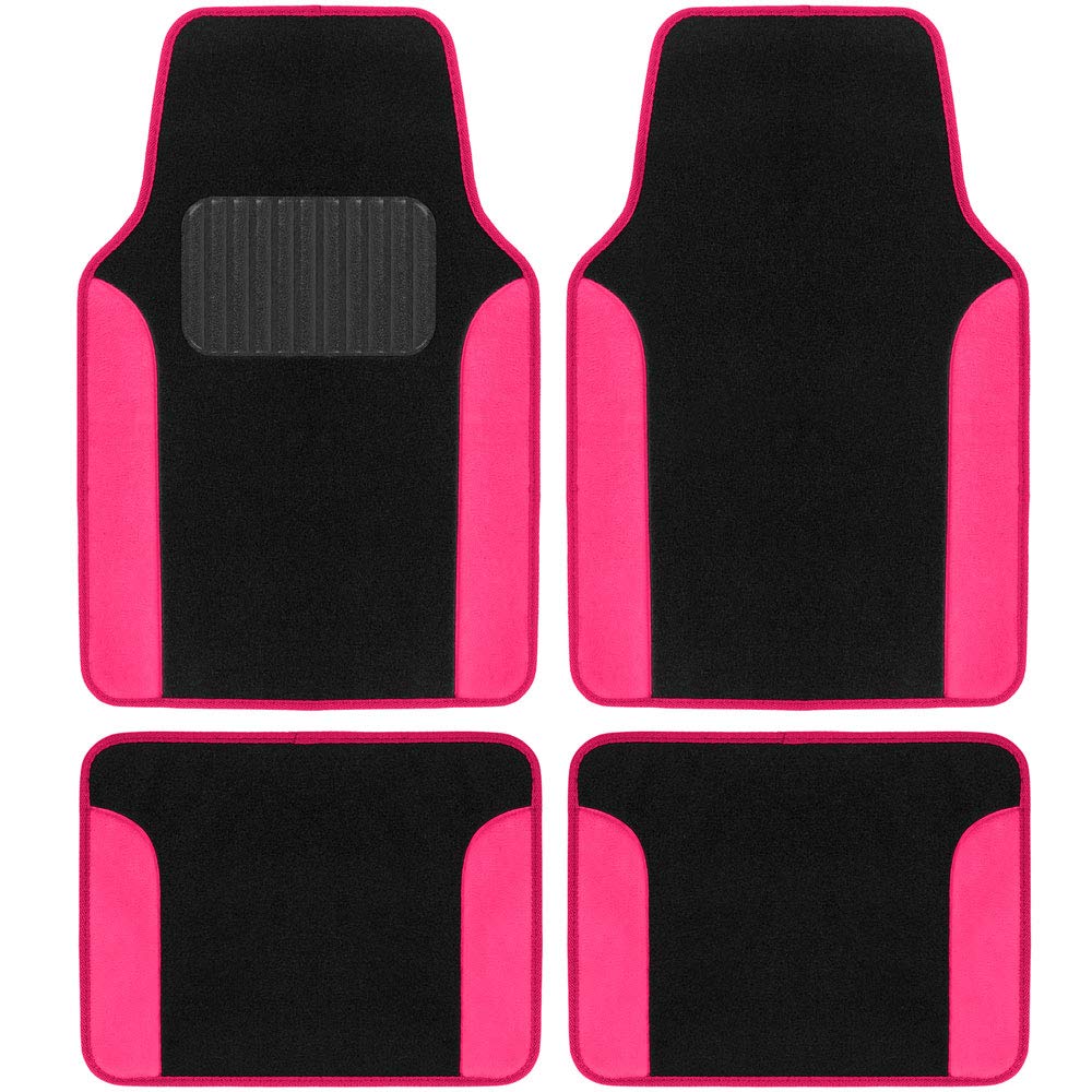 bdk-hot-pink-carpet-two-tone-faux-leather-automotive-floor-mats-with-anti-slip-a image 1