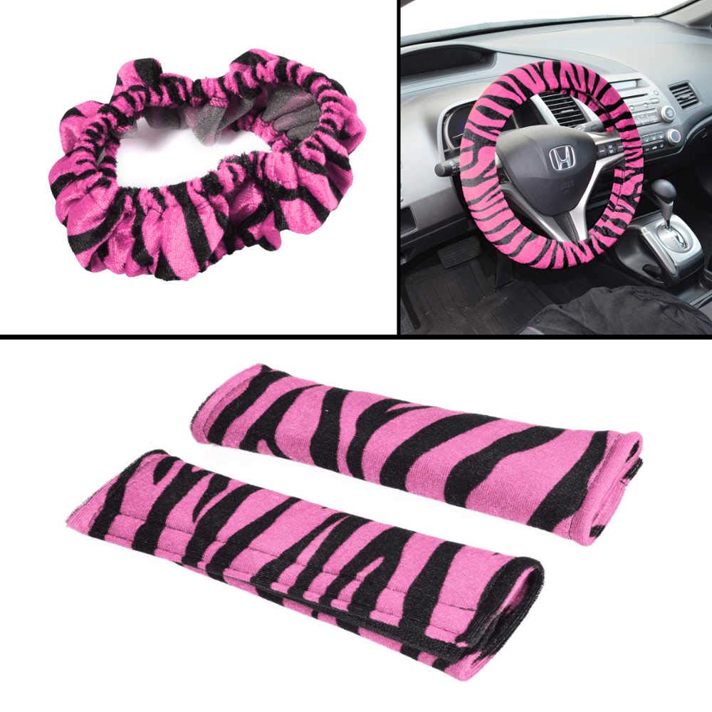 carxs-zebra-print-car-seat-covers-full-set-with-seat-belt-pads-and-steering-whee image 6