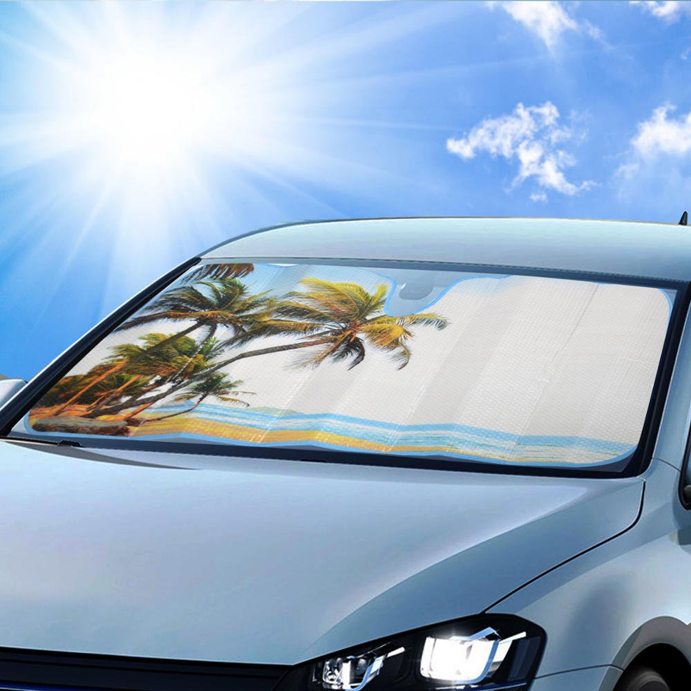 bdk-tropical-palm-trees-accordion-windshield-sun-shade-with-2-baby-side-window-s image 5